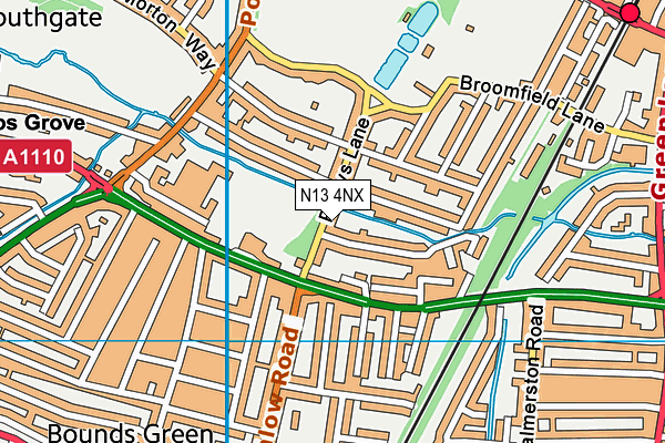 N13 4NX map - OS VectorMap District (Ordnance Survey)