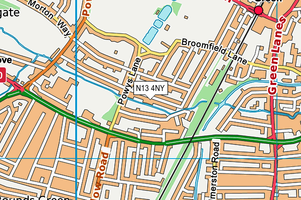 N13 4NY map - OS VectorMap District (Ordnance Survey)