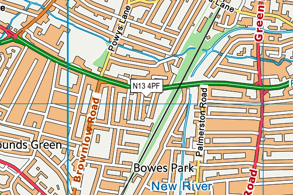 N13 4PF map - OS VectorMap District (Ordnance Survey)