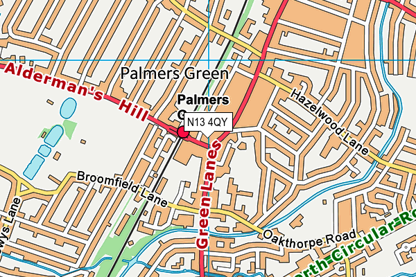 N13 4QY map - OS VectorMap District (Ordnance Survey)