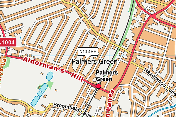 N13 4RH map - OS VectorMap District (Ordnance Survey)