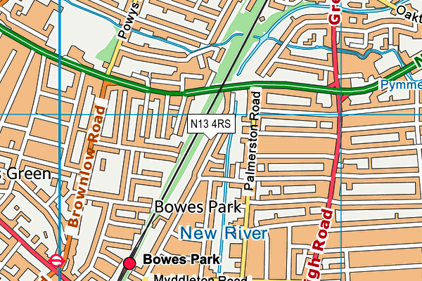 N13 4RS map - OS VectorMap District (Ordnance Survey)