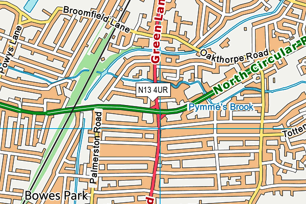 N13 4UR map - OS VectorMap District (Ordnance Survey)