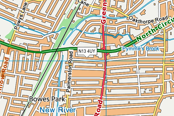 N13 4UY map - OS VectorMap District (Ordnance Survey)