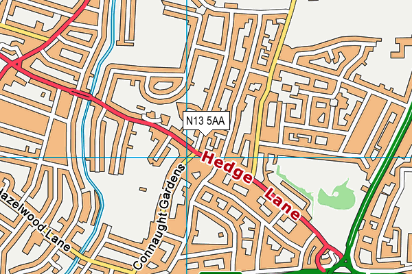 N13 5AA map - OS VectorMap District (Ordnance Survey)