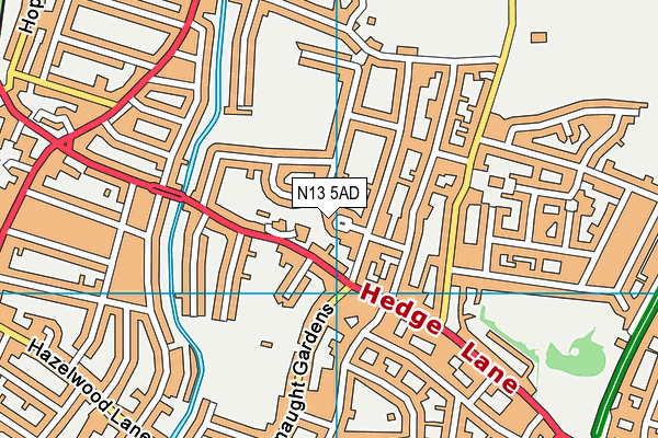 N13 5AD map - OS VectorMap District (Ordnance Survey)