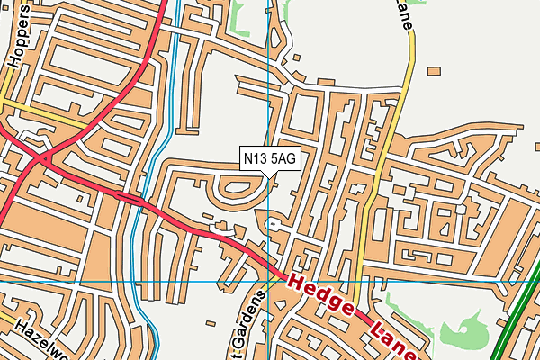 N13 5AG map - OS VectorMap District (Ordnance Survey)