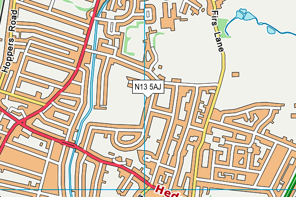 N13 5AJ map - OS VectorMap District (Ordnance Survey)