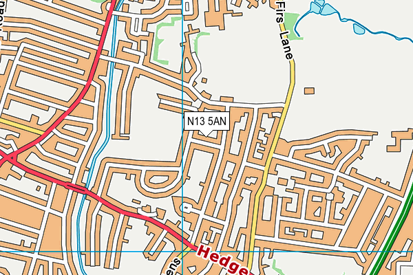 N13 5AN map - OS VectorMap District (Ordnance Survey)