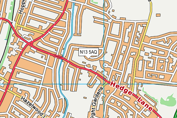 N13 5AQ map - OS VectorMap District (Ordnance Survey)