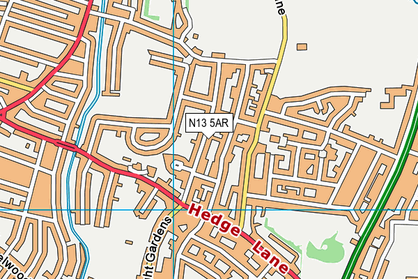 N13 5AR map - OS VectorMap District (Ordnance Survey)