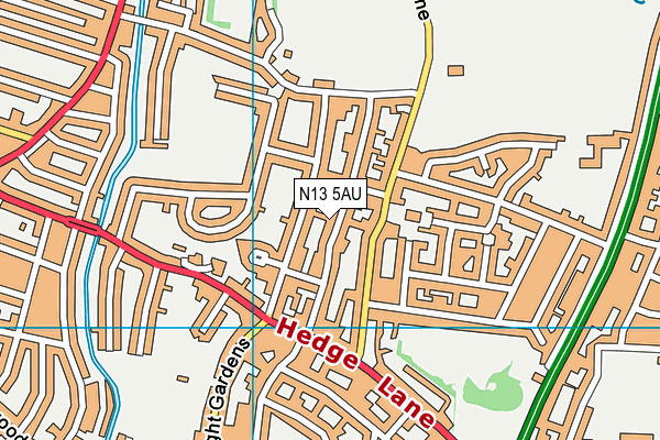 N13 5AU map - OS VectorMap District (Ordnance Survey)