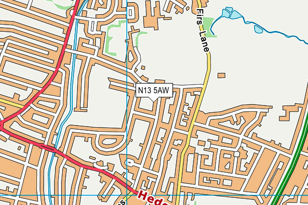 N13 5AW map - OS VectorMap District (Ordnance Survey)