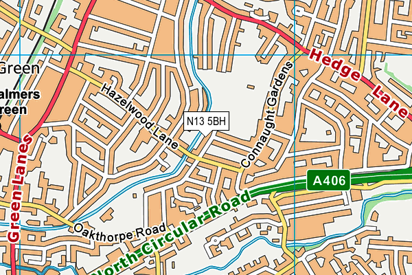 N13 5BH map - OS VectorMap District (Ordnance Survey)
