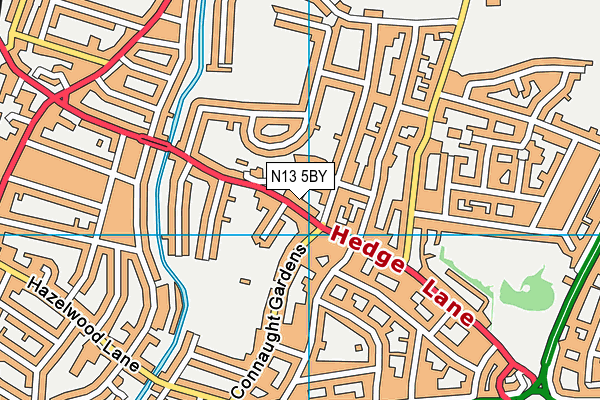 N13 5BY map - OS VectorMap District (Ordnance Survey)