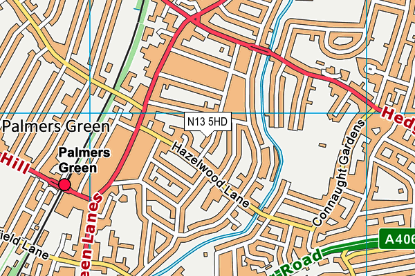 N13 5HD map - OS VectorMap District (Ordnance Survey)