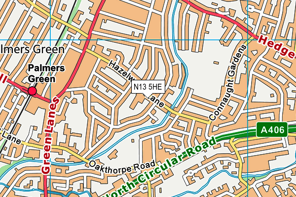 N13 5HE map - OS VectorMap District (Ordnance Survey)