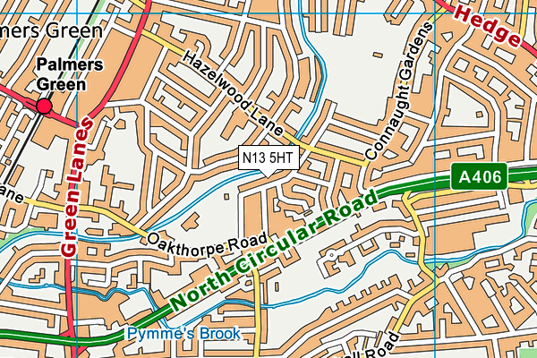 N13 5HT map - OS VectorMap District (Ordnance Survey)