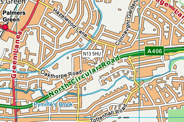 N13 5HU map - OS VectorMap District (Ordnance Survey)