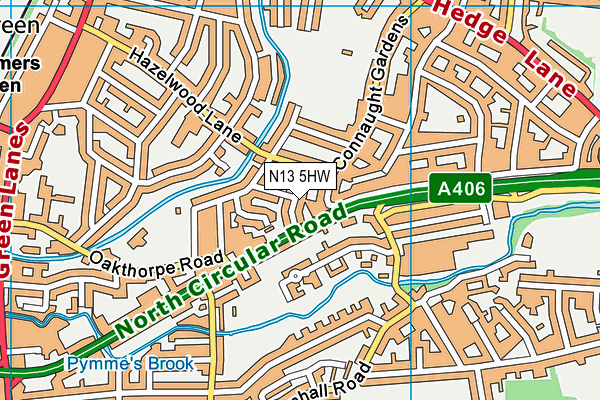 N13 5HW map - OS VectorMap District (Ordnance Survey)