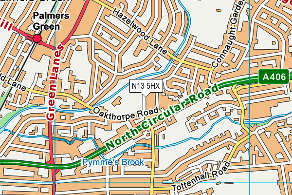N13 5HX map - OS VectorMap District (Ordnance Survey)