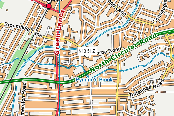 N13 5HZ map - OS VectorMap District (Ordnance Survey)