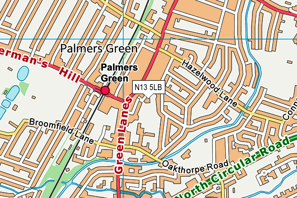 N13 5LB map - OS VectorMap District (Ordnance Survey)