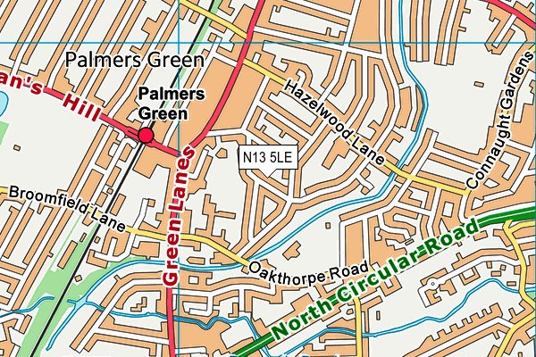 N13 5LE map - OS VectorMap District (Ordnance Survey)
