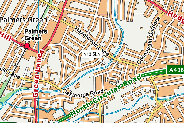 N13 5LN map - OS VectorMap District (Ordnance Survey)