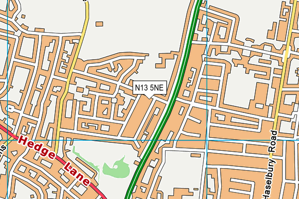 N13 5NE map - OS VectorMap District (Ordnance Survey)