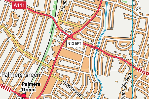 N13 5PT map - OS VectorMap District (Ordnance Survey)