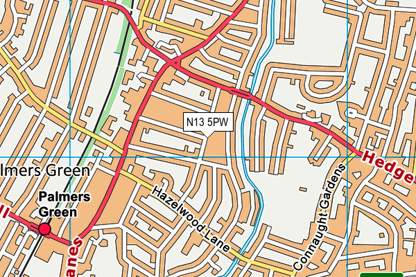 N13 5PW map - OS VectorMap District (Ordnance Survey)