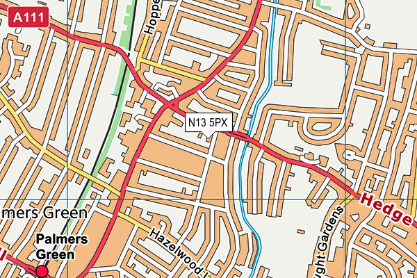 N13 5PX map - OS VectorMap District (Ordnance Survey)