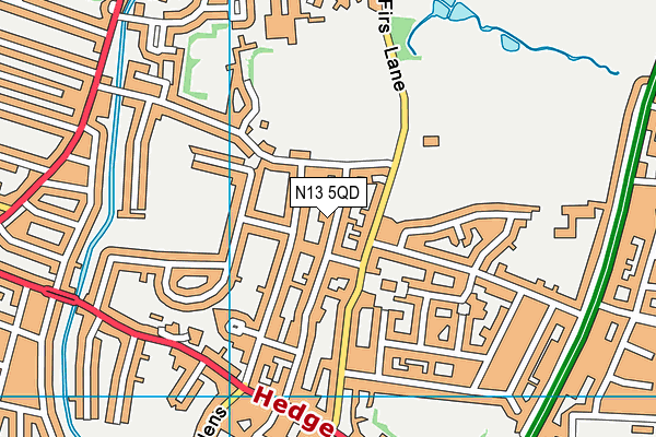 N13 5QD map - OS VectorMap District (Ordnance Survey)