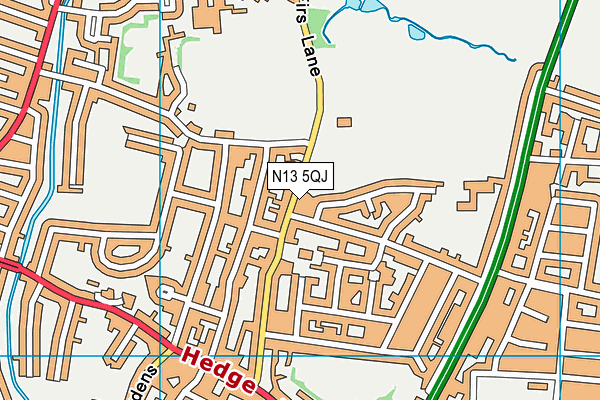 N13 5QJ map - OS VectorMap District (Ordnance Survey)