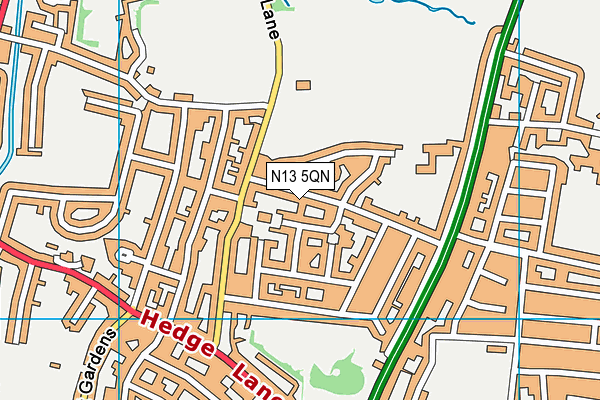 N13 5QN map - OS VectorMap District (Ordnance Survey)