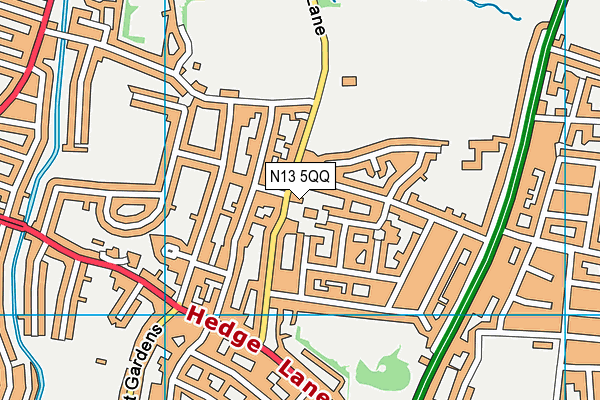 N13 5QQ map - OS VectorMap District (Ordnance Survey)