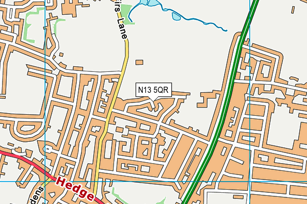 N13 5QR map - OS VectorMap District (Ordnance Survey)