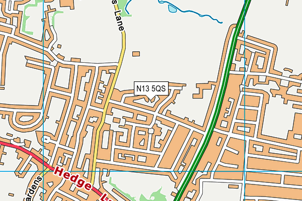 N13 5QS map - OS VectorMap District (Ordnance Survey)