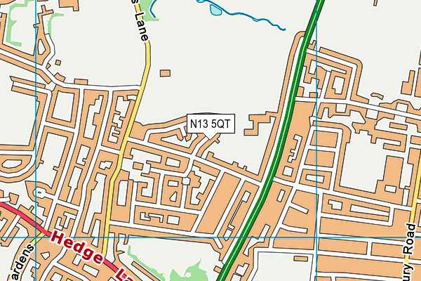 N13 5QT map - OS VectorMap District (Ordnance Survey)