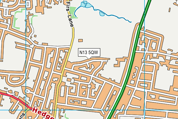 N13 5QW map - OS VectorMap District (Ordnance Survey)