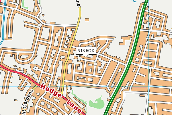 N13 5QX map - OS VectorMap District (Ordnance Survey)