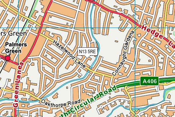 N13 5RE map - OS VectorMap District (Ordnance Survey)