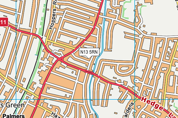 N13 5RN map - OS VectorMap District (Ordnance Survey)