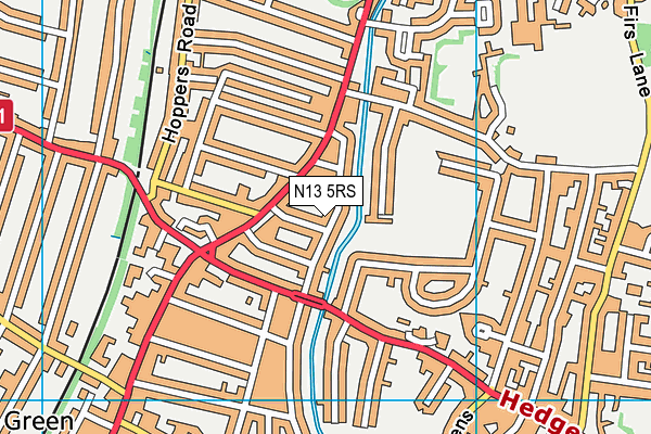 N13 5RS map - OS VectorMap District (Ordnance Survey)