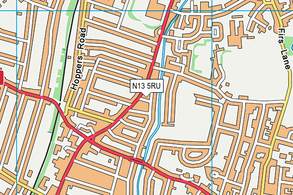 N13 5RU map - OS VectorMap District (Ordnance Survey)