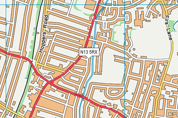 N13 5RX map - OS VectorMap District (Ordnance Survey)