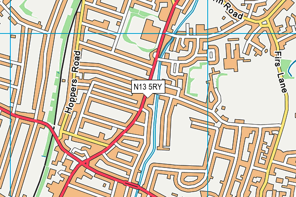 N13 5RY map - OS VectorMap District (Ordnance Survey)