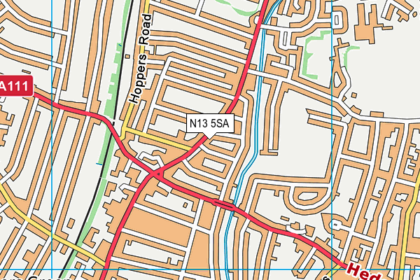 N13 5SA map - OS VectorMap District (Ordnance Survey)