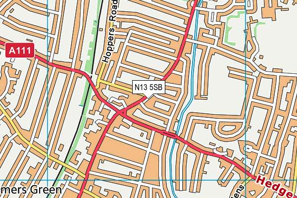N13 5SB map - OS VectorMap District (Ordnance Survey)